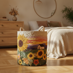 Blommande sol tvättkorg