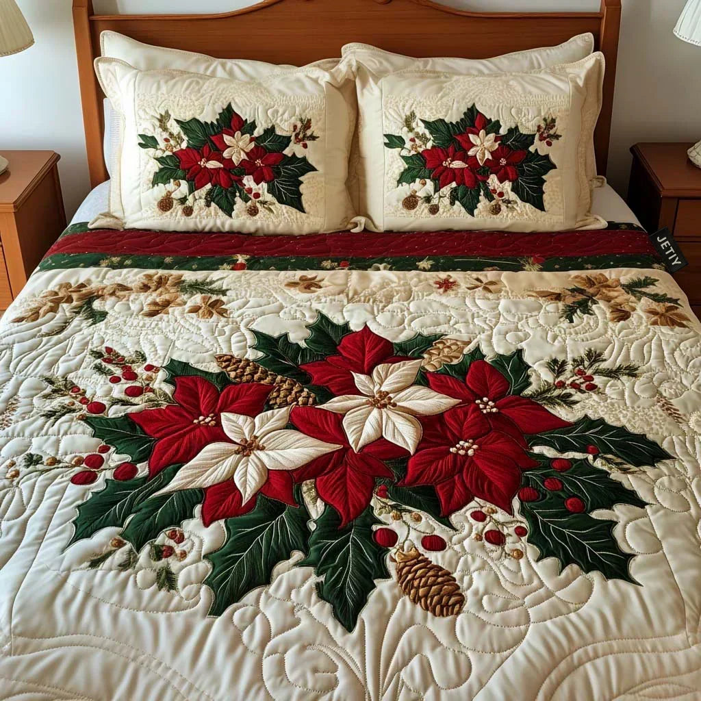 Quiltat påslakanset, 3 delar – Julstjärnans charm