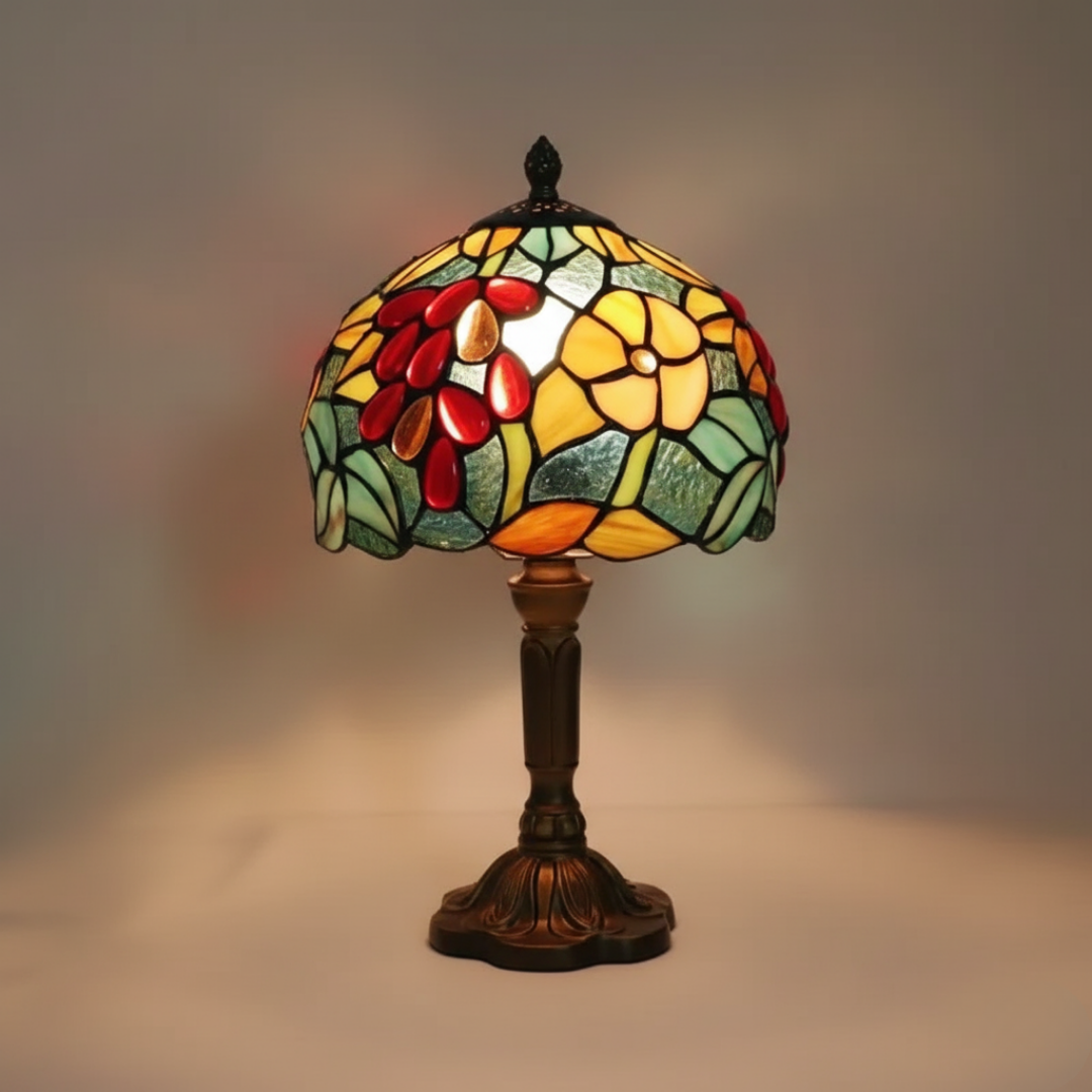 BLOMSTERGLANS | Färgglad lampa i härdat glas