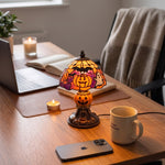Tiffany-stil lampa med pumpa