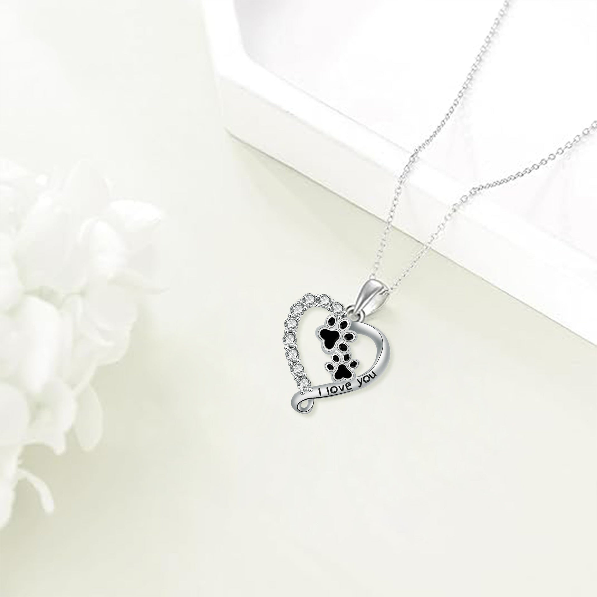 Halsband | Vänskapsbjörn, silver och svart