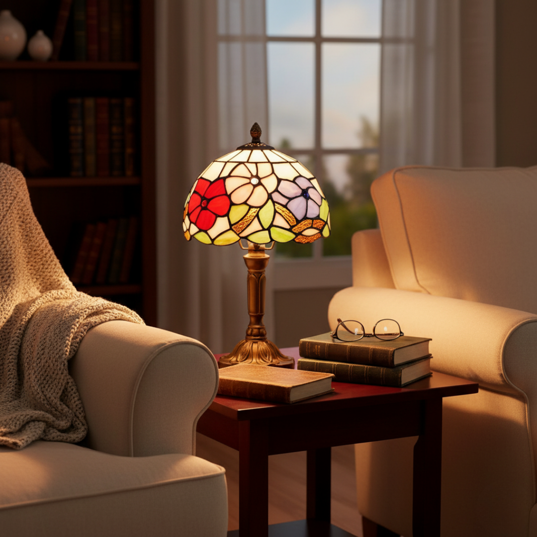 ROSENLUND | Färgglad lampa i Tiffany-stil