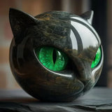 Nattens magi | Mystisk skulptur av svart katthuvud