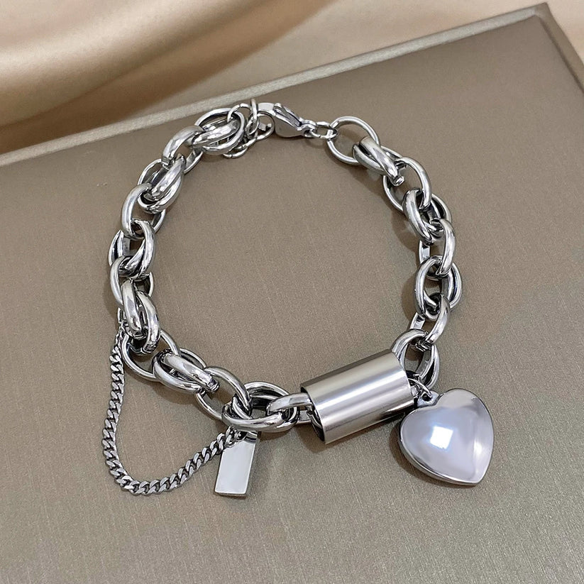 Tjockt armband med hjärtan | Guld