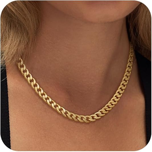 Tjockt kubanskt halsband | Guld