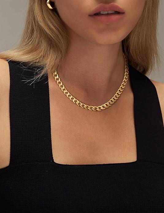 Tjockt kubanskt halsband | Guld