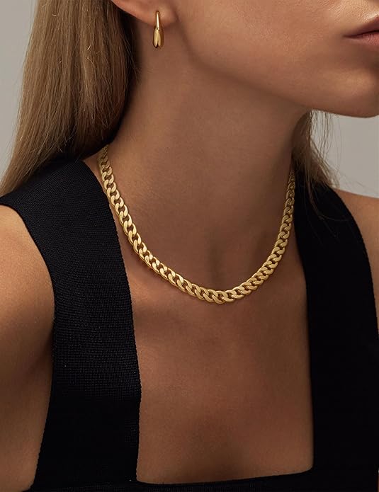 Tjockt kubanskt halsband | Guld