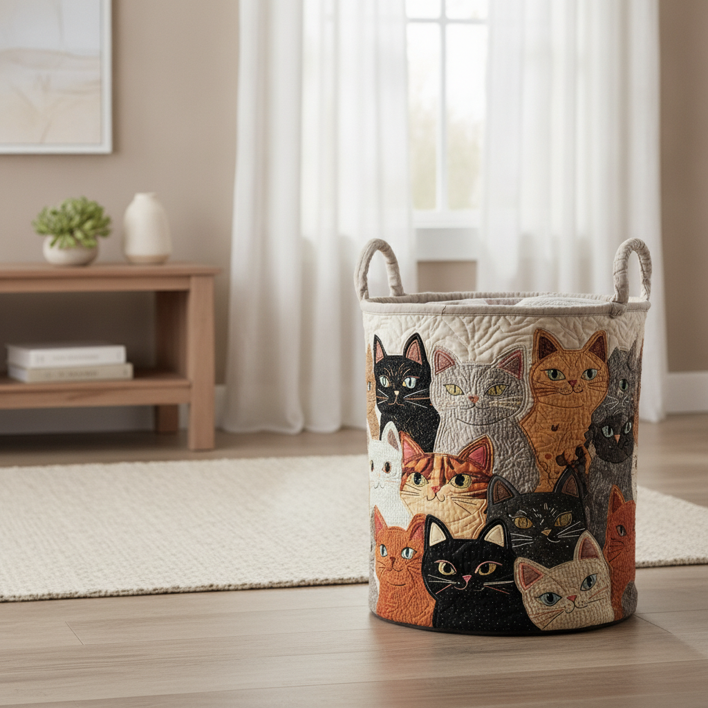 Mjuk quiltad tvättkorg