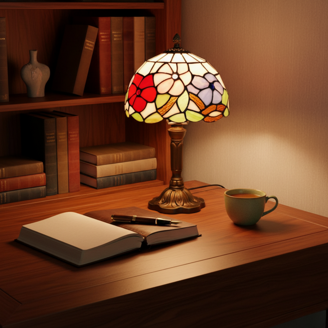 ROSENLUND | Färgglad lampa i Tiffany-stil