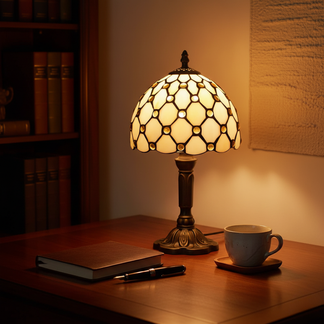 Elfenben | Lyxig bordslampa i barockstil