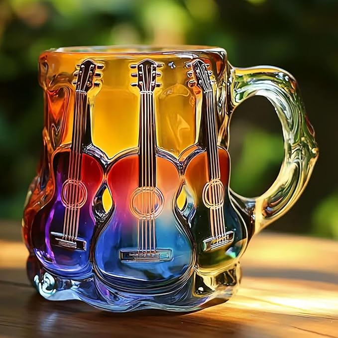 Handgjord mugg med 3D-gitarrmotiv