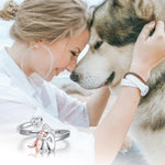 Justerbar ring med hundmotiv | Vit zirkon