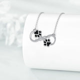 Halsband med hundtassar | Evig kärlek - hjärta med zirkon