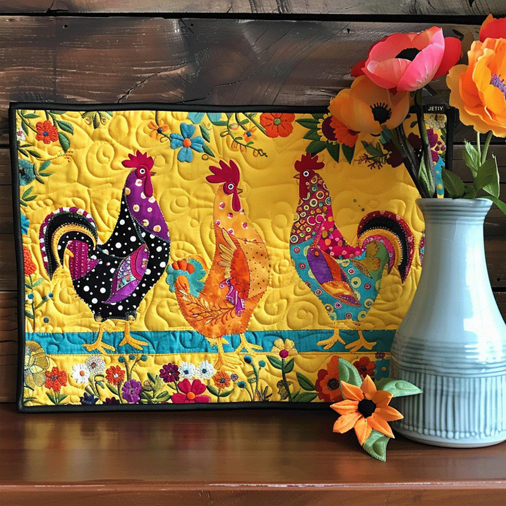 Quiltade bordstabletter – Lysande tupp
