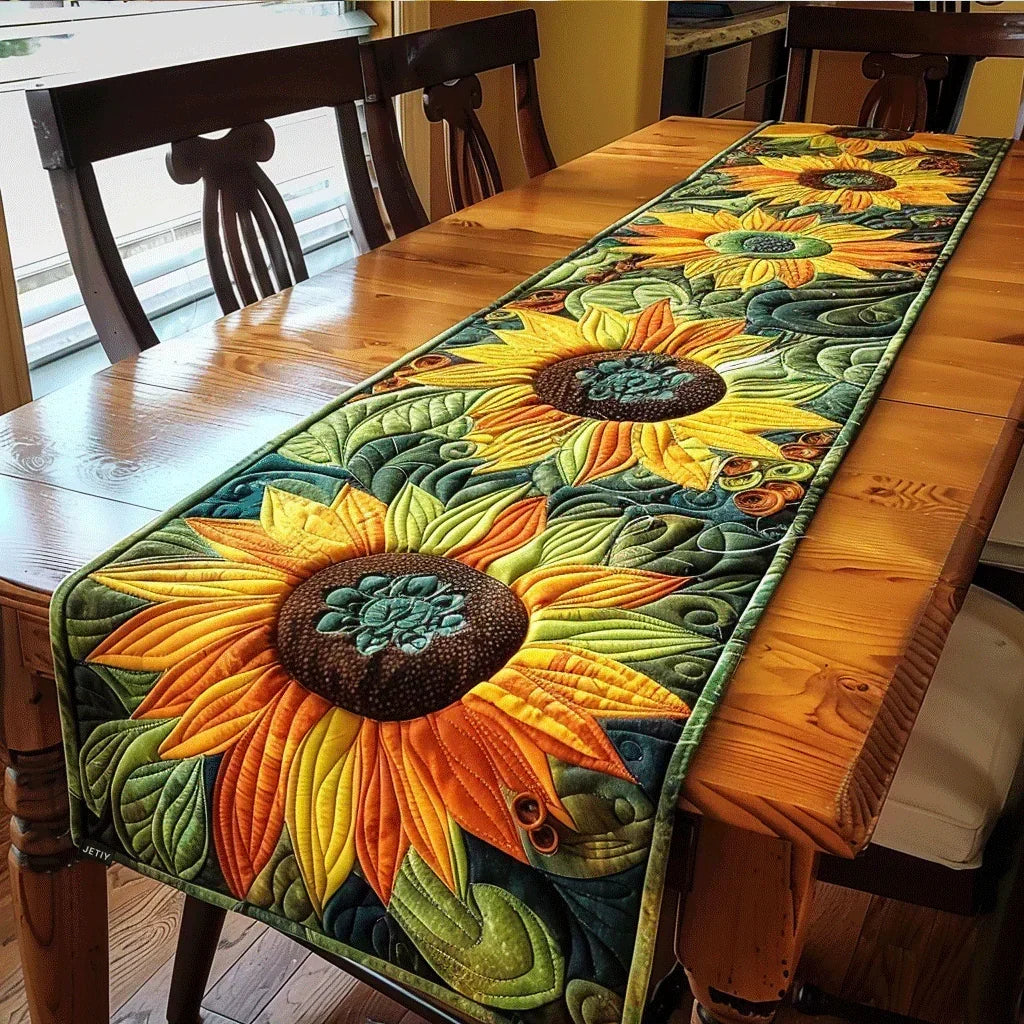 Quiltad bordslöpare - Solrosträdgård