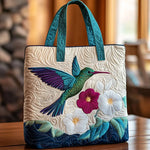 Handgjord quiltad väska – Kolibri och vit blomma