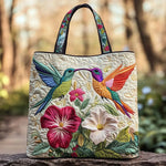 Handgjord quiltad väska – Kolibri och vita blommor