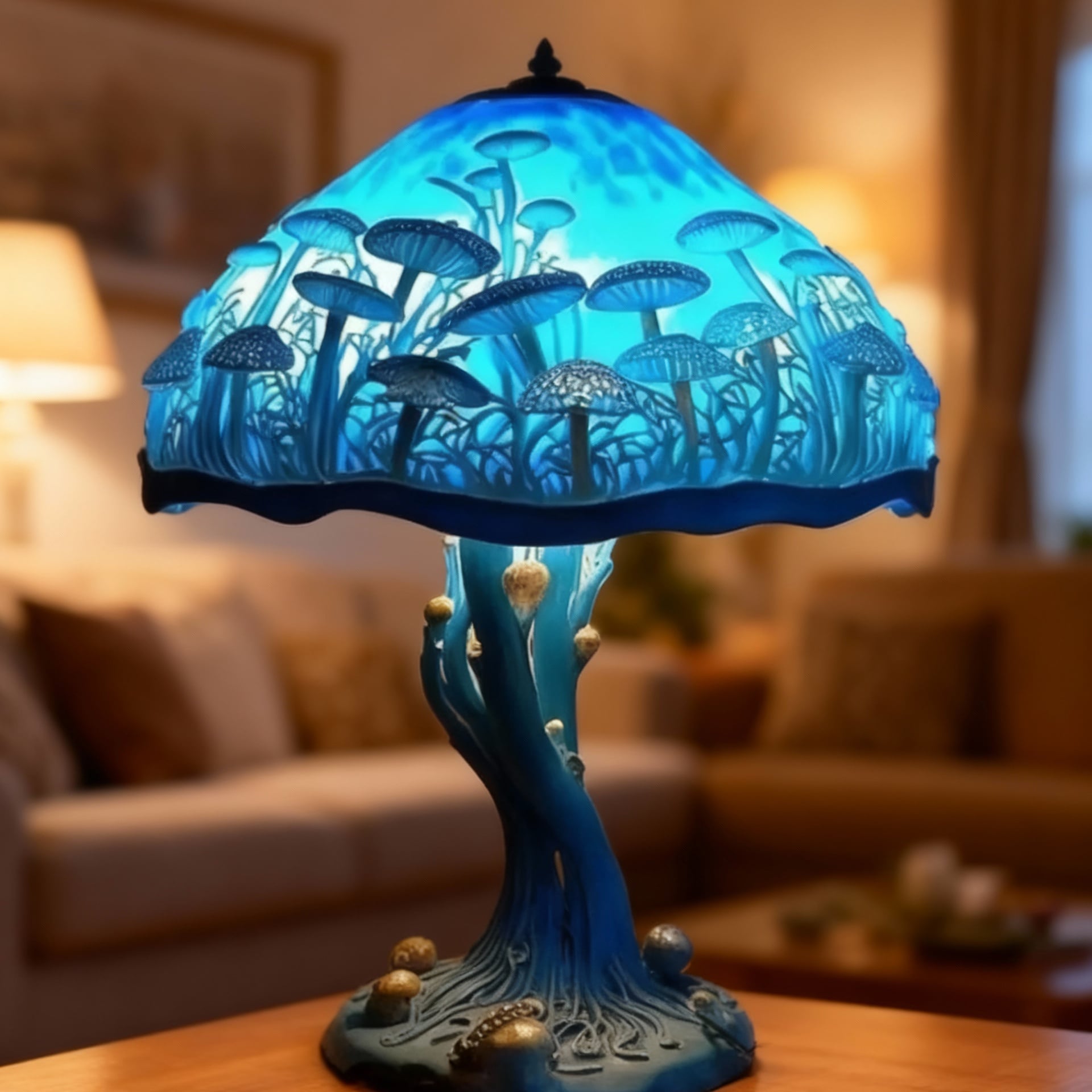 BLÅGLANS | Blå bordslampa med mystisk look