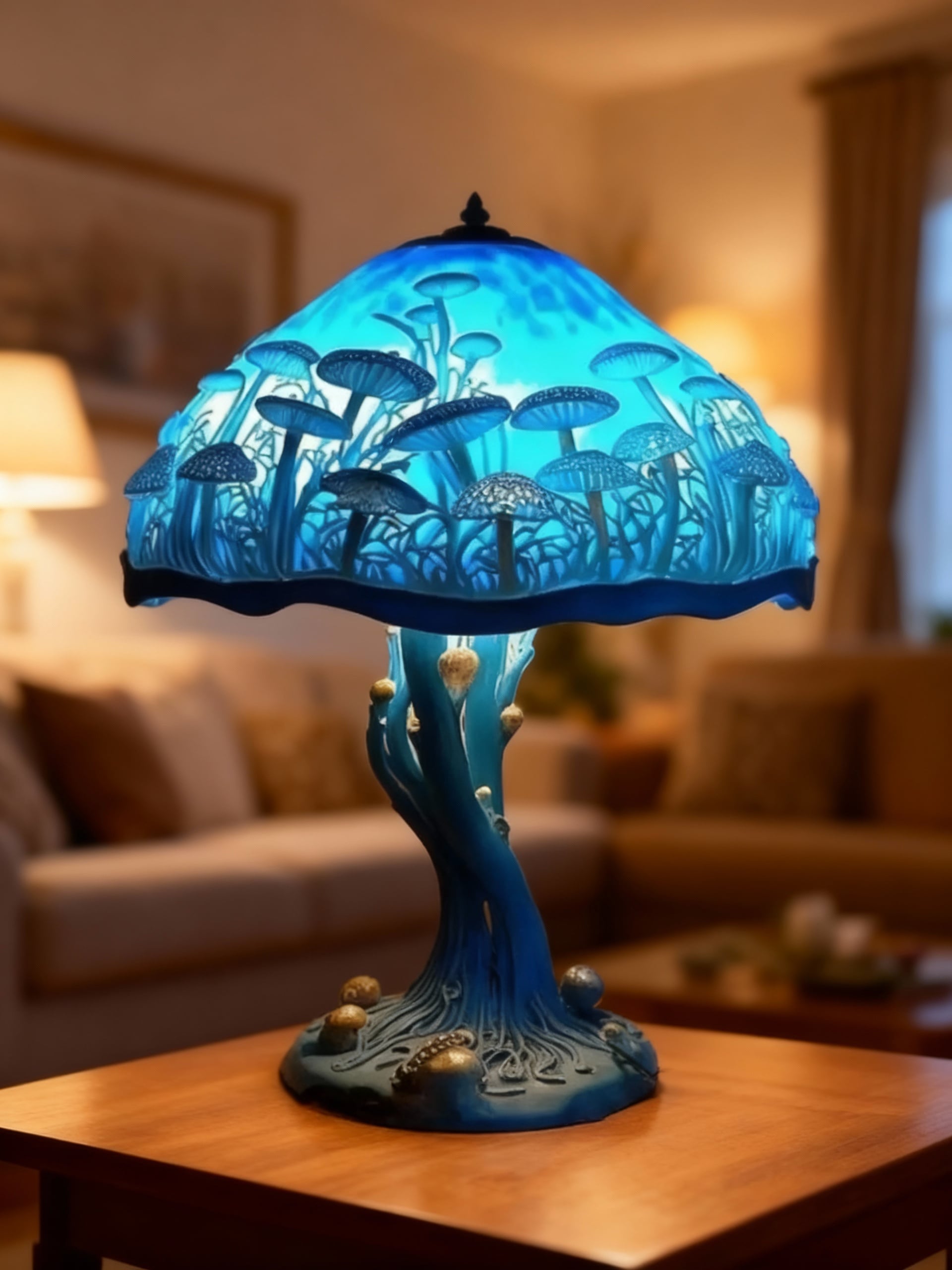 BLÅGLANS | Blå bordslampa med mystisk look