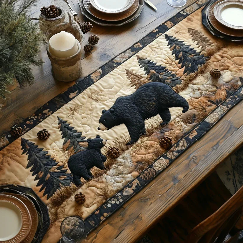 Quiltad bordslöpare - Familjen svarta björnar