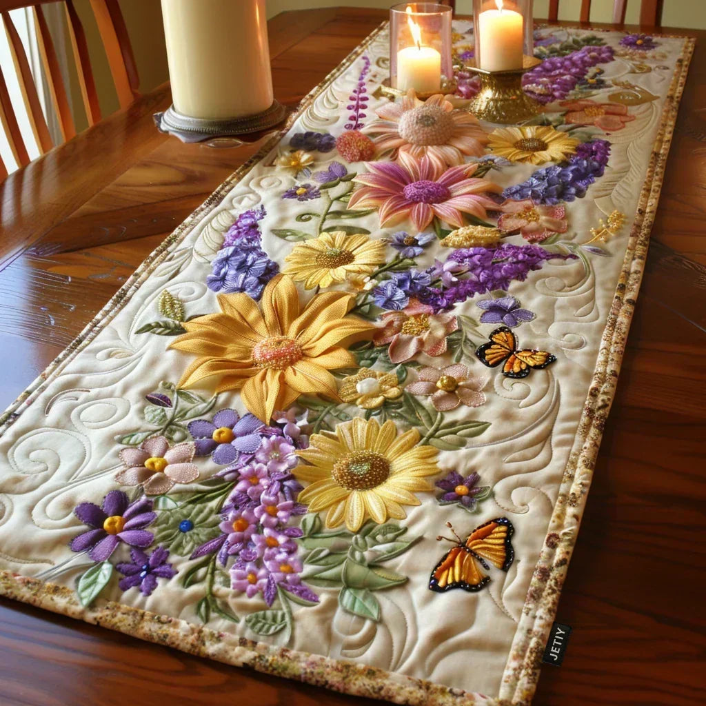 Quiltad bordslöpare - Blommande trädgård
