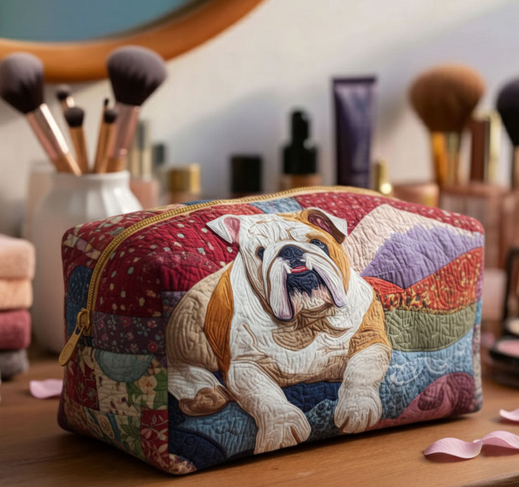 Bulldog från bergsäng – Quiltad necessär