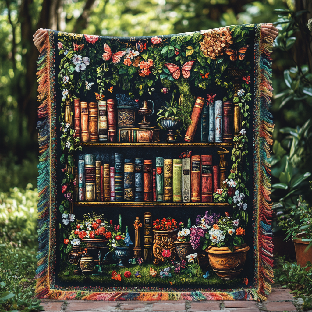 Edla - Quiltad pläd Bibliotekets blommor