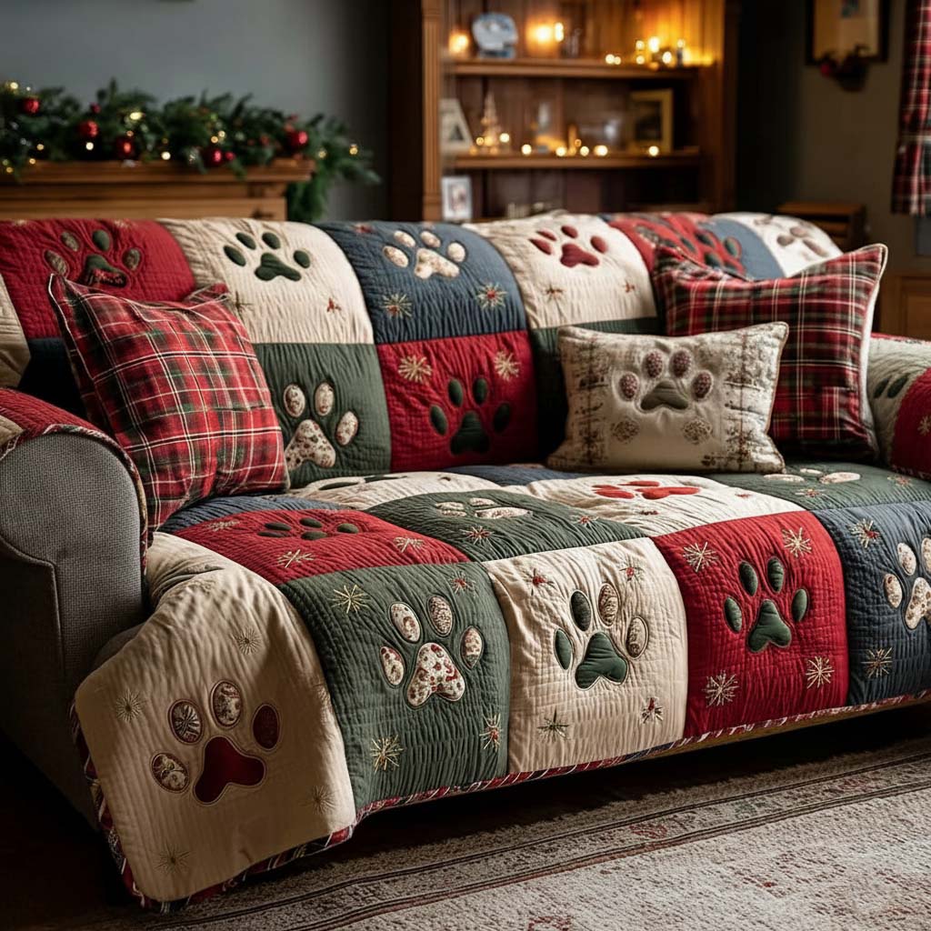 Evas soffskydd | Quiltat med julmotiv
