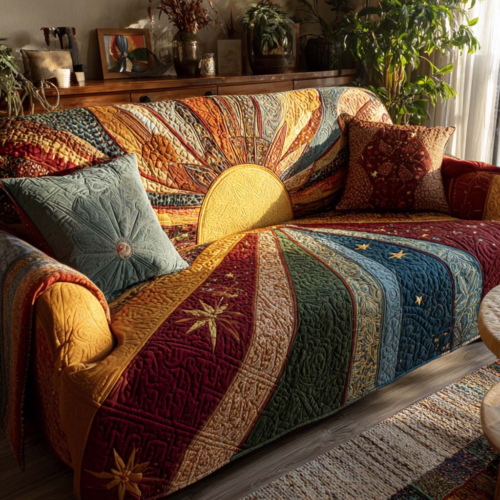 Sissel – Quiltat soffskydd patchwork rustik