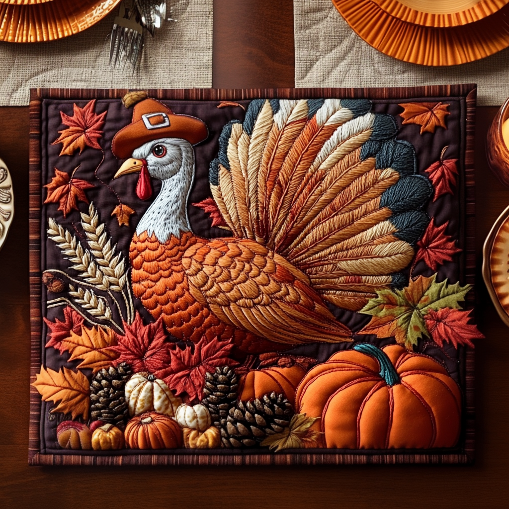 Quiltad bordslöpare – Kalkon till Thanksgiving