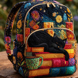 Quiltad ryggsäck – Svart katt på böcker