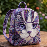 Quiltad ryggsäck – Konstnärlig lila katt