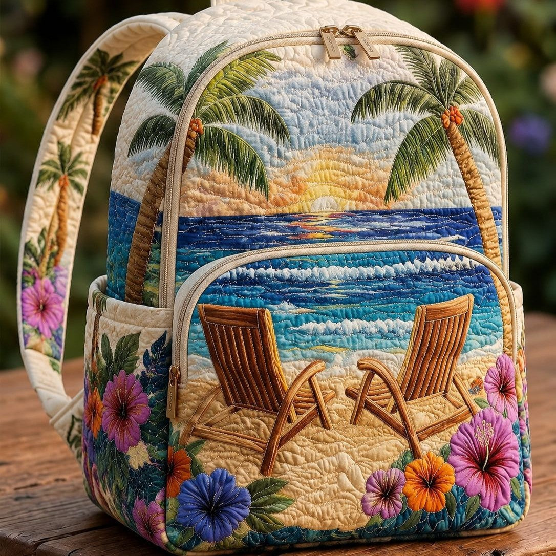 Quiltad ryggsäck – Solnedgång på stranden