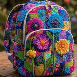 Quiltad ryggsäck – Färgglada blommor