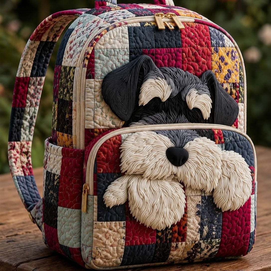 Quiltad ryggsäck – Schnauzer patchwork