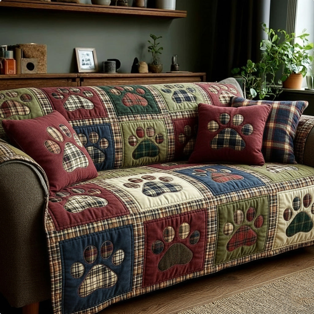 Benedicta - Quiltat soffskydd tassar och hjärta
