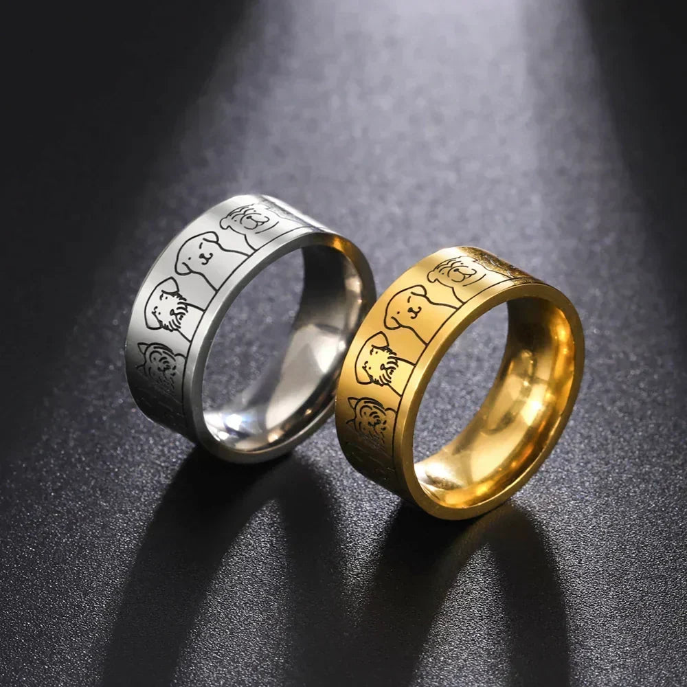 Bred ring med hundmotiv | Graverad dammodell