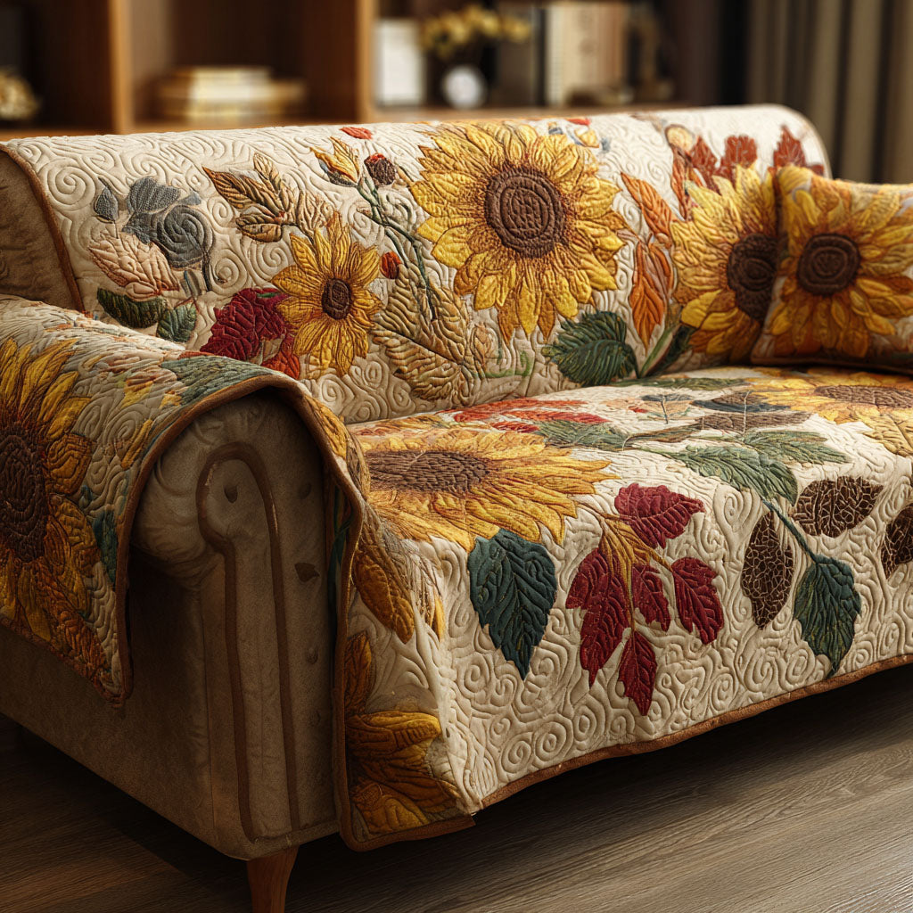 Elfrida – Quiltat soffskydd Rustika solrosor