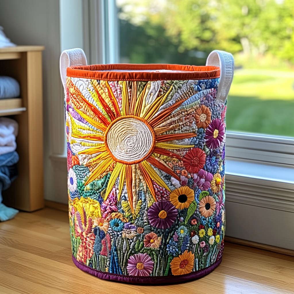 Handgjord tvättkorg | Blommande solros
