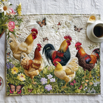 Quiltad bordstablett – Charmiga höns och blommor
