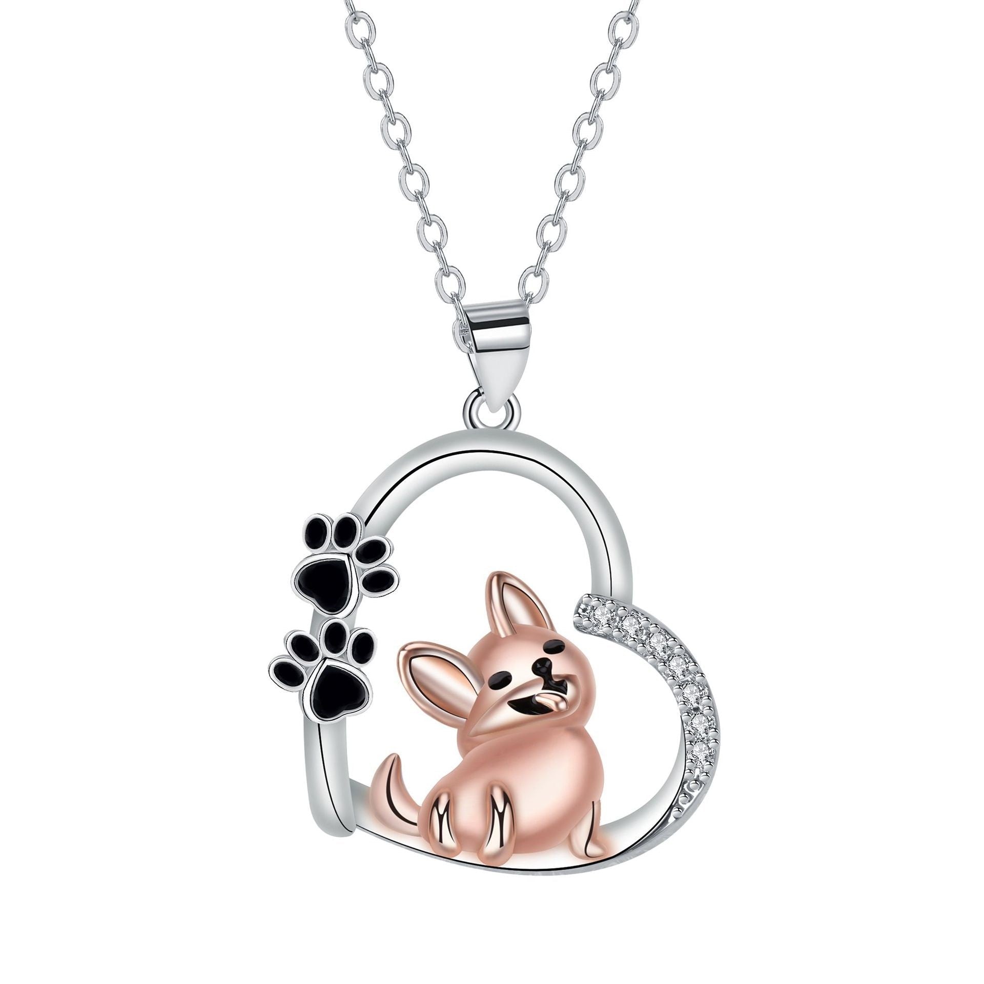 Halsband med hundmotiv | Roséguld