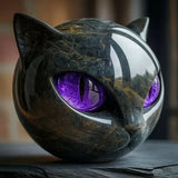 Nattens magi | Mystisk skulptur av svart katthuvud