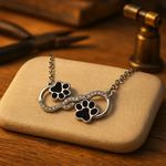 Halsband med hundtassar | Evig kärlek - hjärta med zirkon