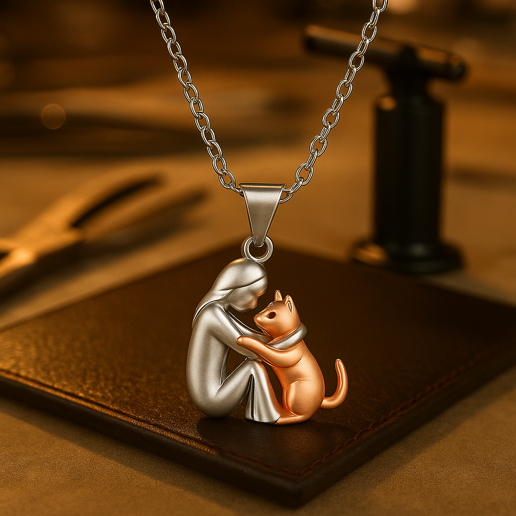 Lyckligt halsband med kattmotiv