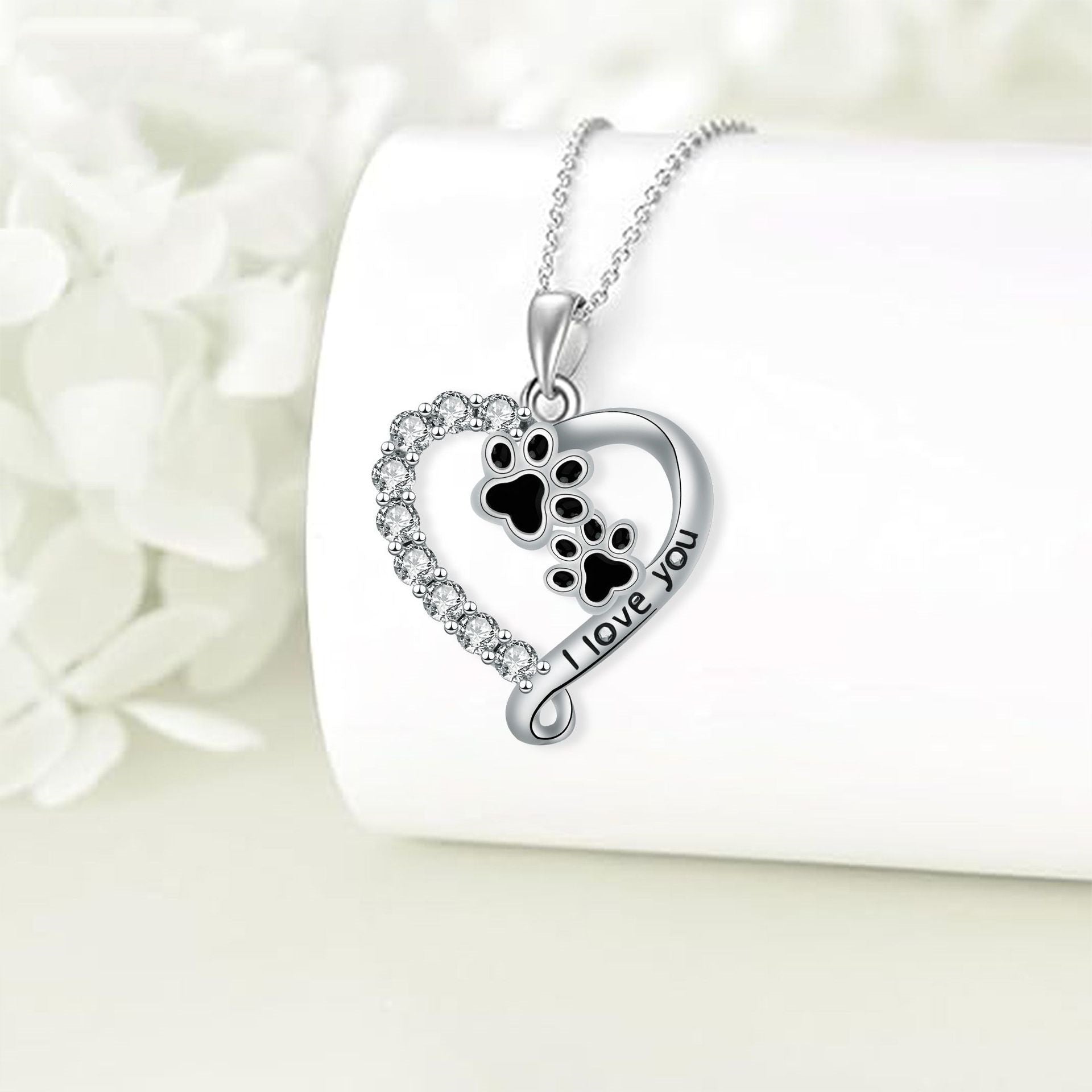 Halsband | Vänskapsbjörn, silver och svart