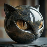 Nattens magi | Mystisk skulptur av svart katthuvud