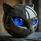 Nattens magi | Mystisk skulptur av svart katthuvud