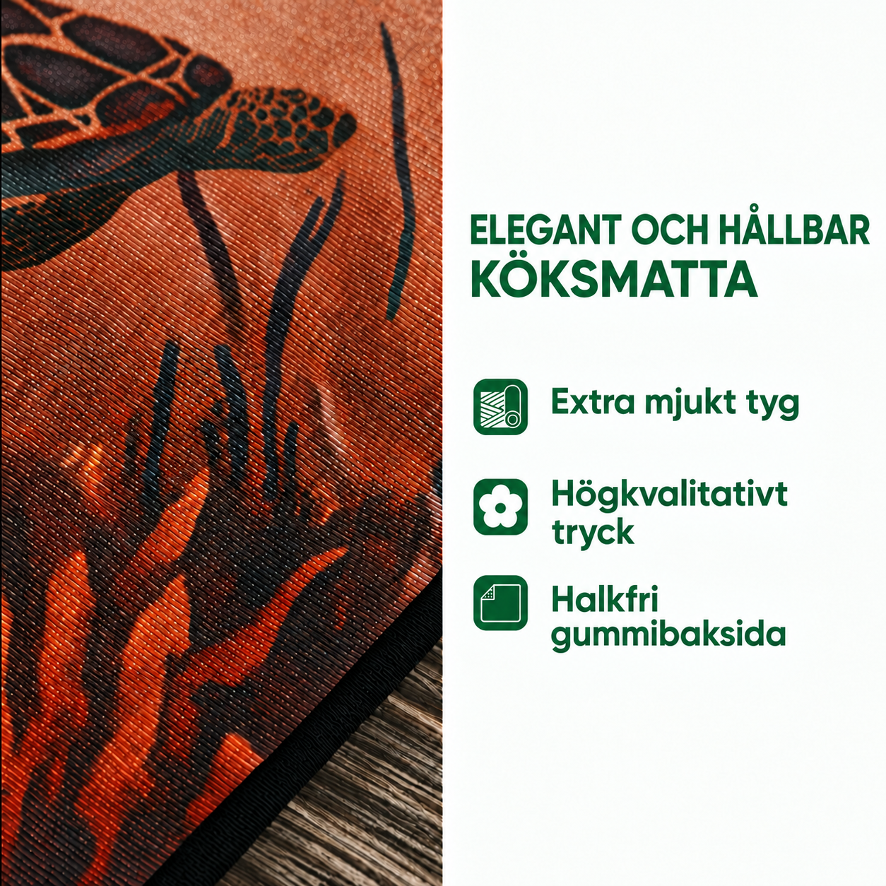 Antihalk köksmatta – Eleganta snäckor