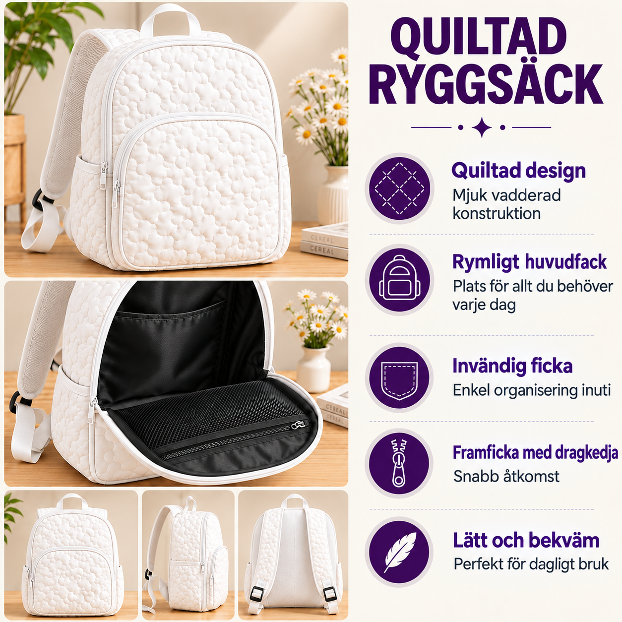 Quiltad ryggsäck – Sovande katter
