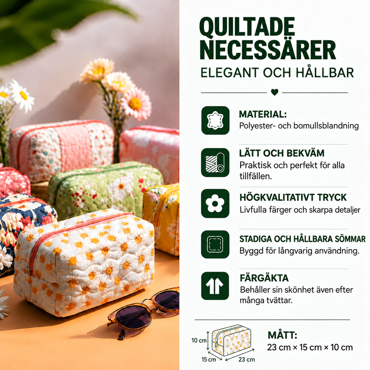 Quiltad necessär – Blommig